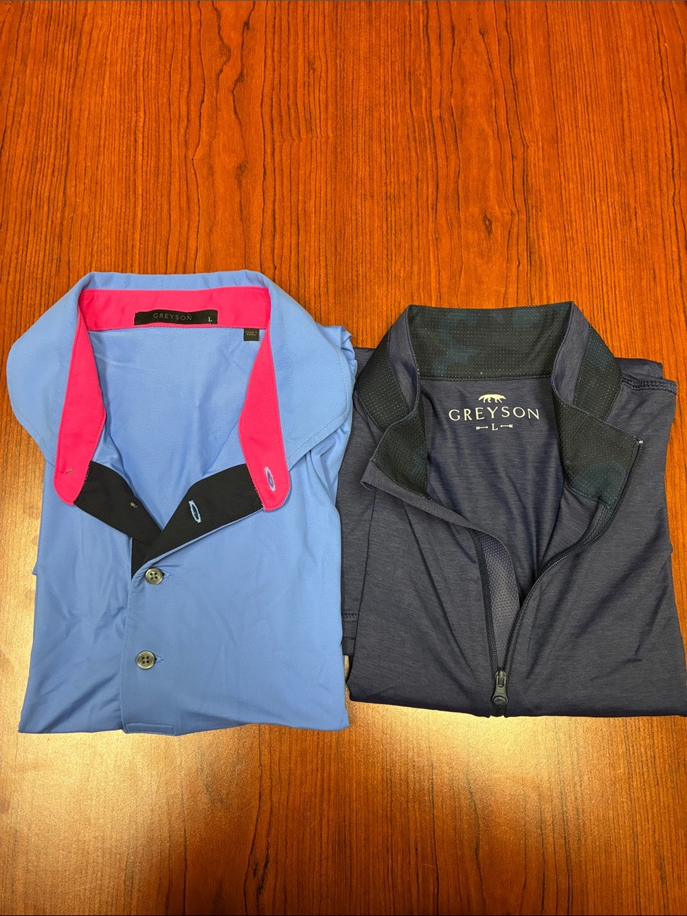 Lot of 2 Greyson Polo and 1/4 Zip pullover Light Blue, Pink and Purple